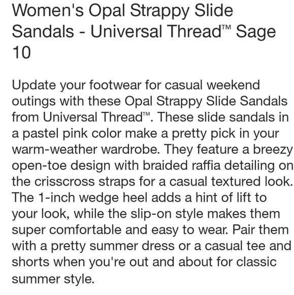 Universal Thread Opal Slide-on Braided Sage Green Flat Sandals Size 10 - Picture 8 of 9